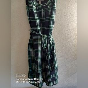 Green Black and White Sleeveless Dress